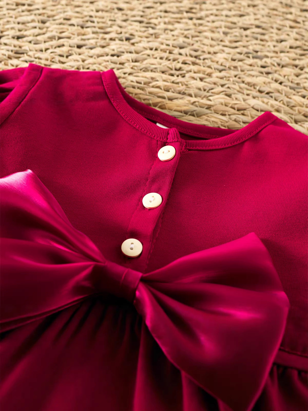 Cherry Red Ruffle Bow Frock – TYM-CXM-003