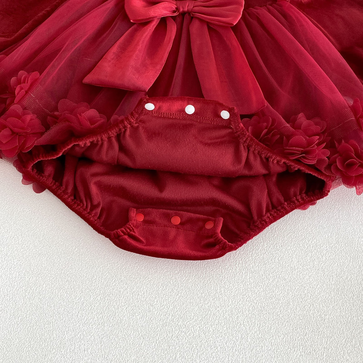 Red Rosette Bow Long Sleeve Romper – TYM-FCN-002
