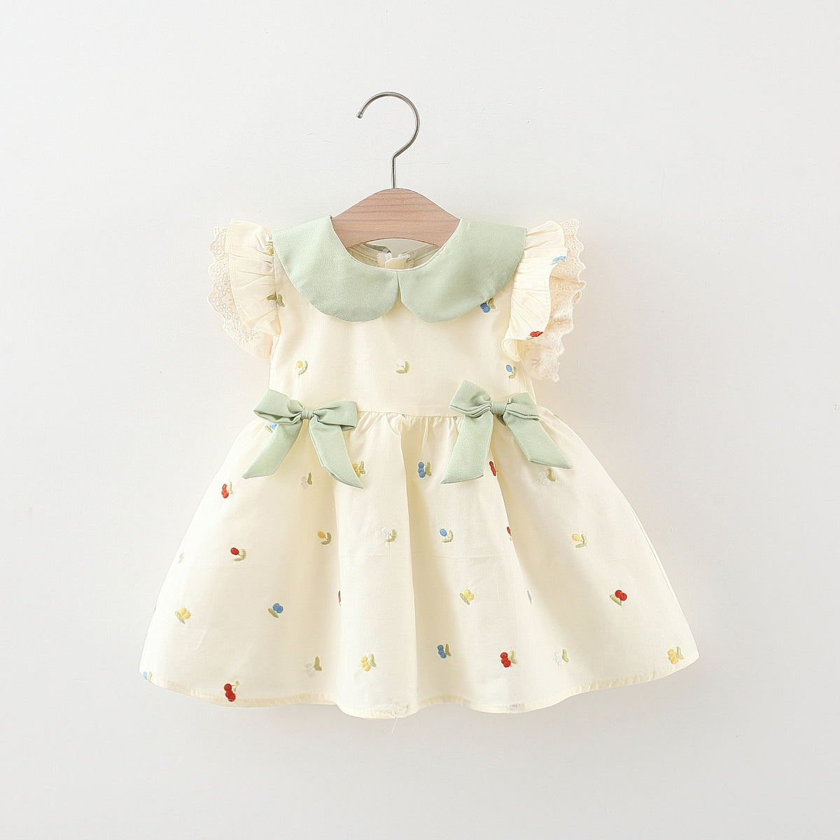 Cream Embroidered Tulip Collar Frock – TYM-WZX-009