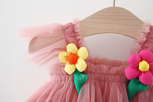 Dusty Rose Flower Patch Tulle Sundress – TYM-TZO-028