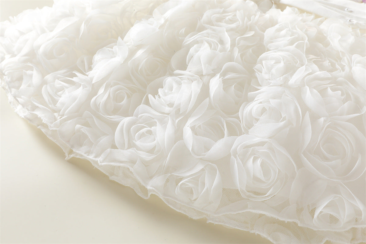White 3D Rosette Smocked Party Frock – TYM-WZX-034