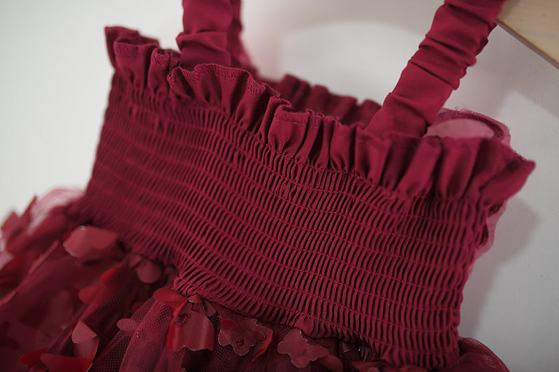 Wine Red Butterfly Wing Tulle Frock – TYM-TZO-036