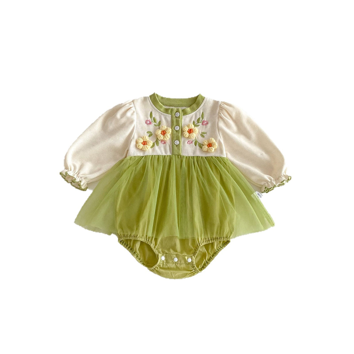 Green Flower Embroidered Tulle Romper – TYM-FCN-003