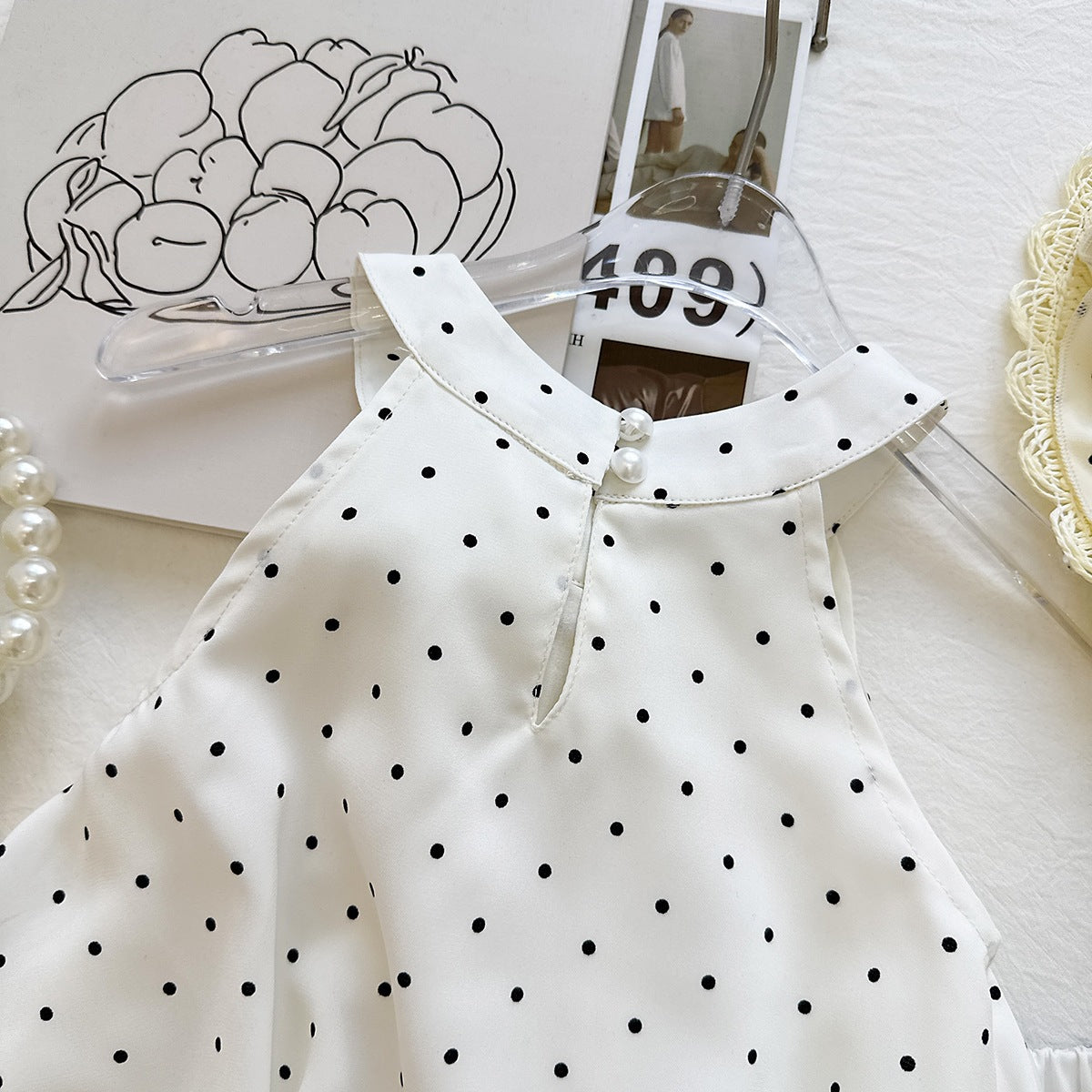 White Polka Dot Halter Ruffle Bubble Dress – TYM-PCY-001
