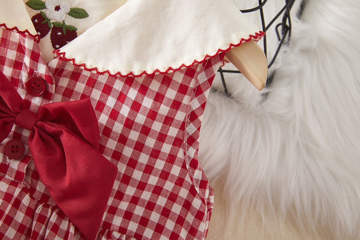 Red Gingham Strawberry Collar Frock – TYM-WZX-026