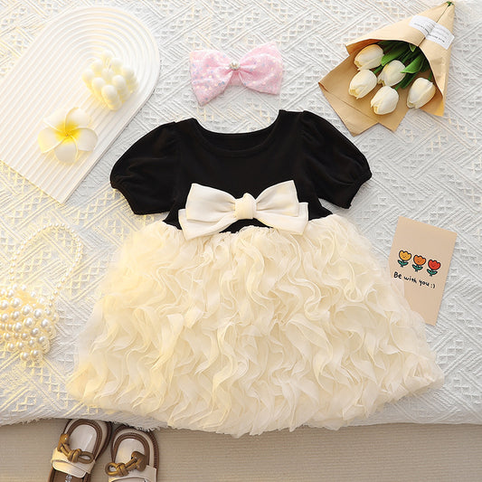 Black & Cream Ruffle Bow Frock – TYM-CXM-023