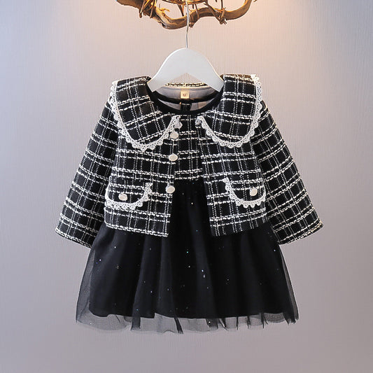 Black Tweed Jacket & Sparkle Tulle Frock – TYM-CXM-072