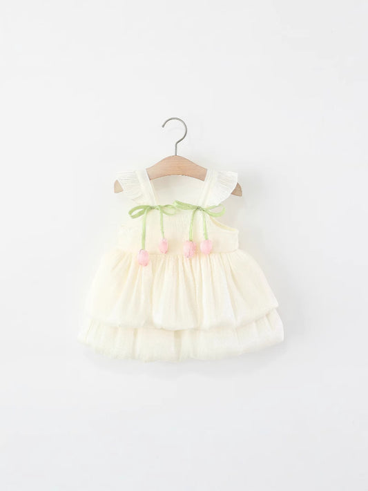 Cream Tulip Bud Two-Tier Bubble Frock – TYM-WZX-012