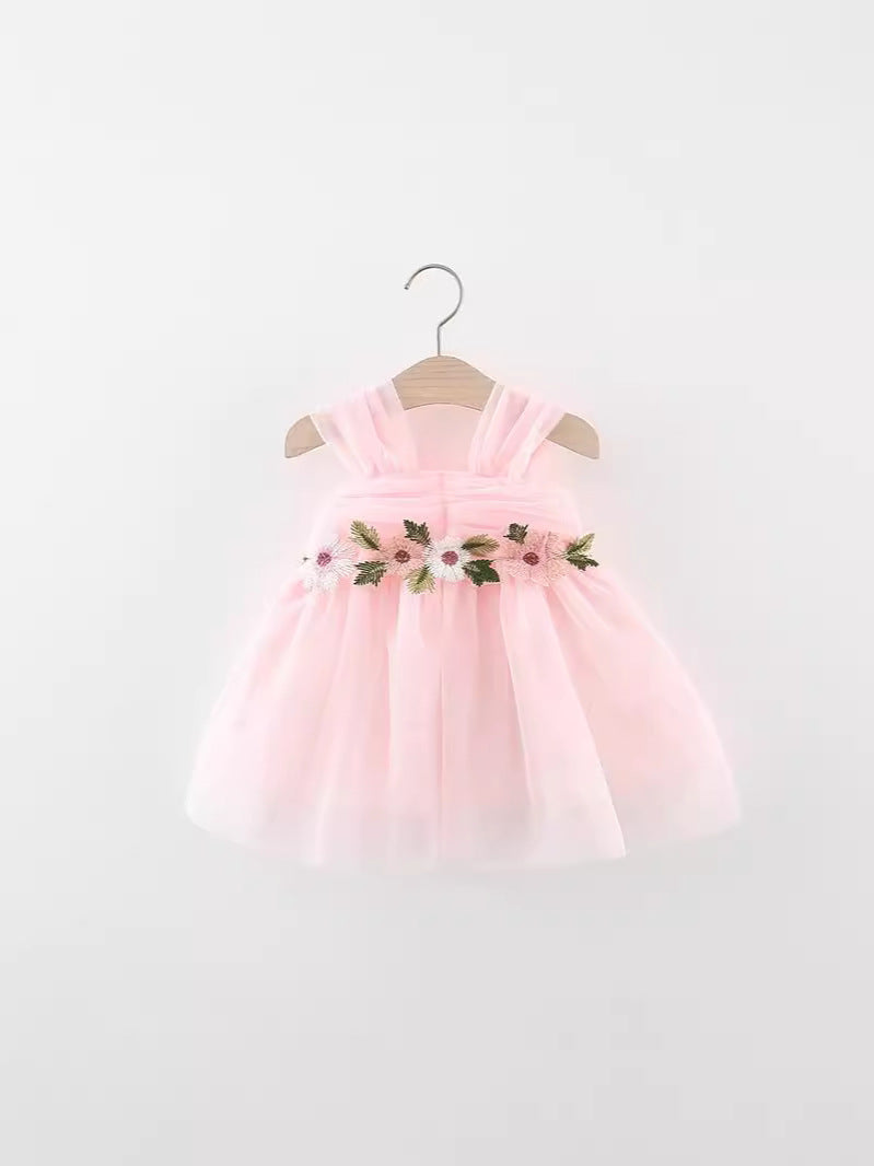 Pink Flower Garland Chiffon Frock – TYM-WZX-018
