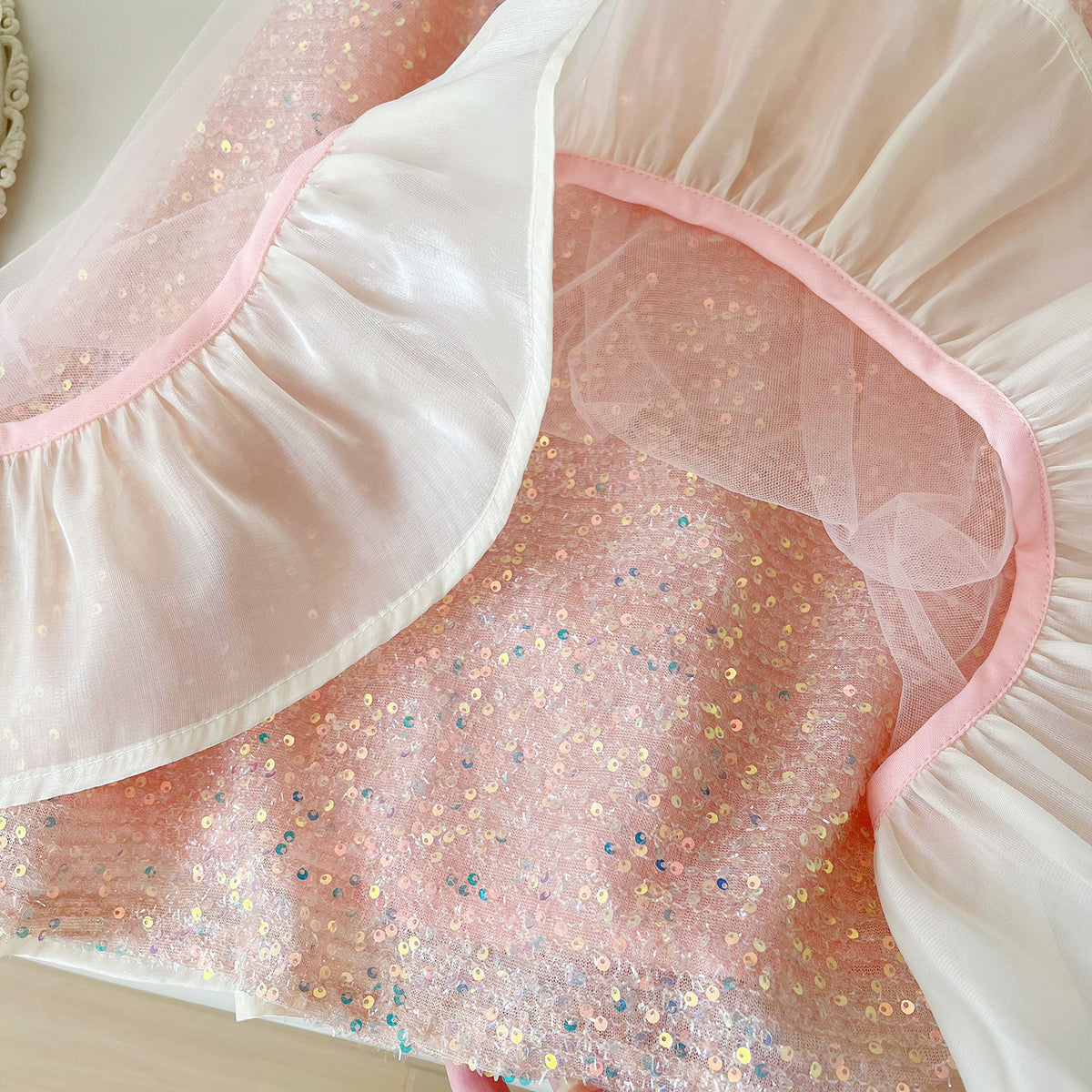 Pink Sequin Tulle Bow Party Frock – TYM-YWL-030