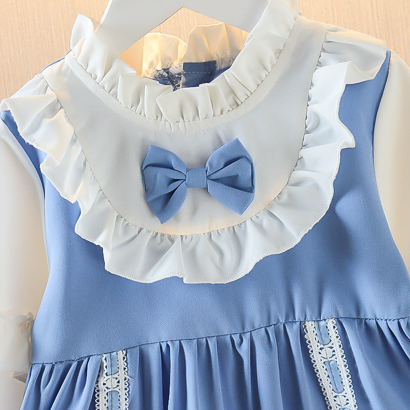 Blue Lace Ruffle Bow Frock – TYM-CXM-071