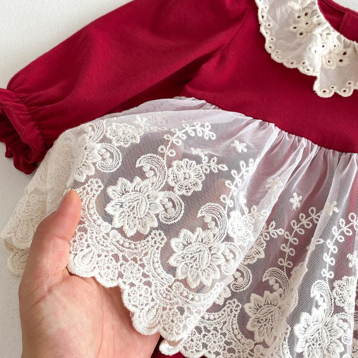 Red Lace Collar Skirted Romper – TYM-FCN-007