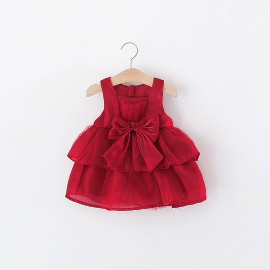 Red Big Bow Tiered Organza Frock – TYM-TZO-033