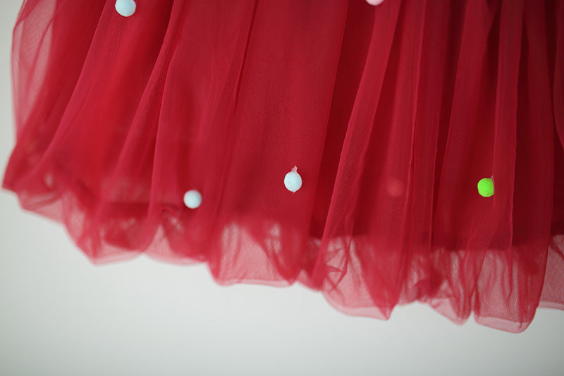 Red Bunny Ear Pom-Pom Tulle Frock – TYM-TZO-001
