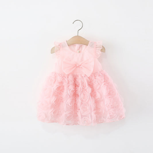 Pink Rosette Bow Party Frock – TYM-WZX-002