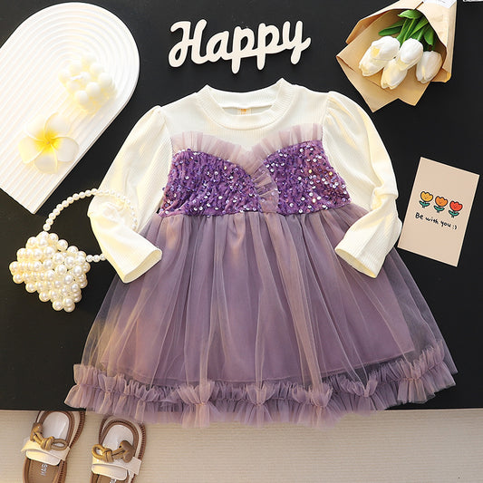 Purple Sequin Bodice Tulle Frock – TYM-CXM-083