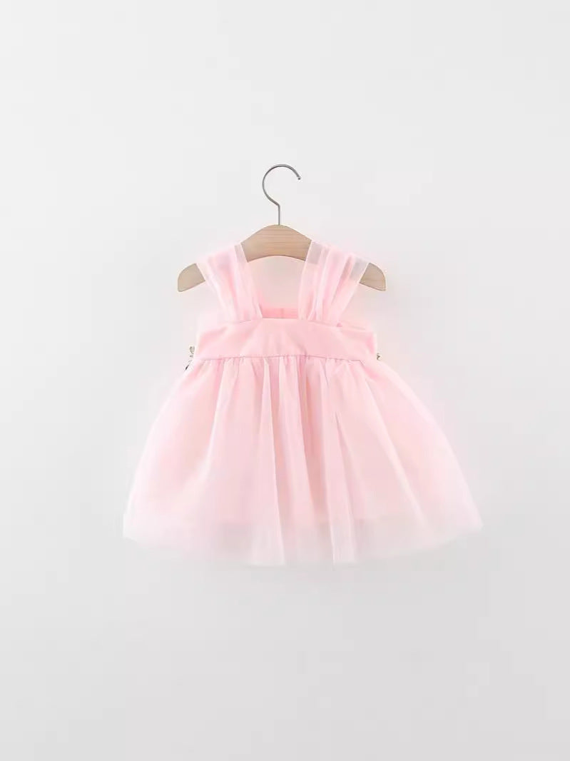 Pink Flower Garland Chiffon Frock – TYM-WZX-018