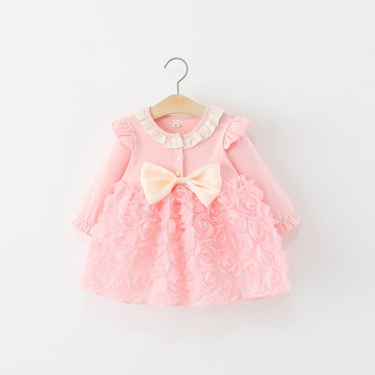 Pink Lace Collar Rosette Bow Frock – TYM-WZX-067