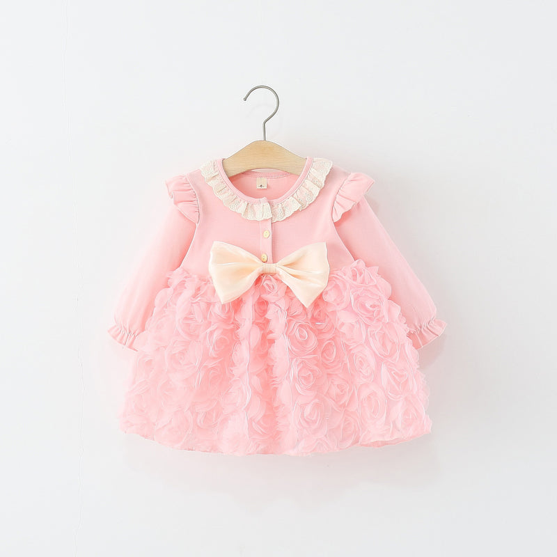 Pink Lace Collar Rosette Bow Frock – TYM-WZX-067