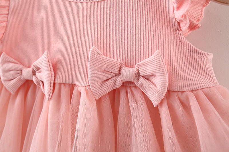Pink Pom-Pom Two-Tier Tulle Frock – TYM-WZX-040