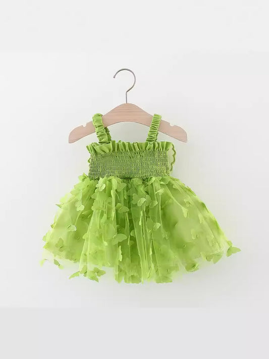 Lime Green Butterfly Tulle Smocked Sundress – TYM-WZX-041