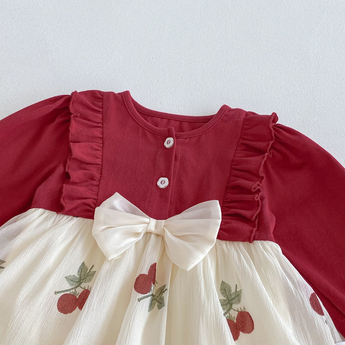 Red Cherry Print Bow Skirted Romper – TYM-FCN-015