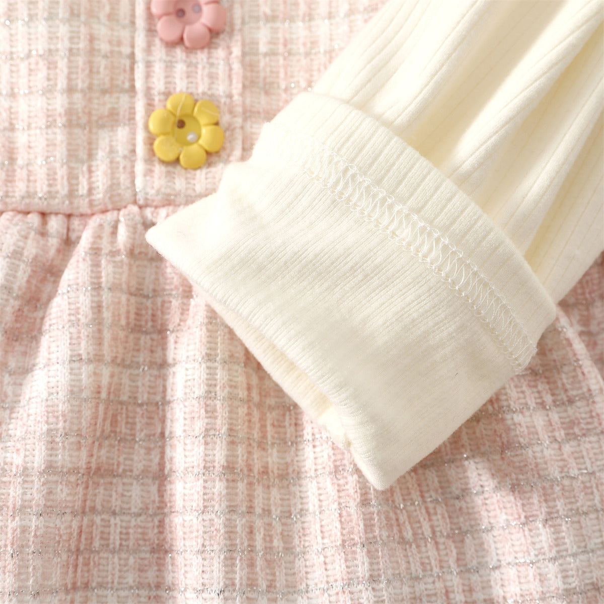 Light Pink Tweed Ruffle Pinafore Frock – TYM-WZX-070