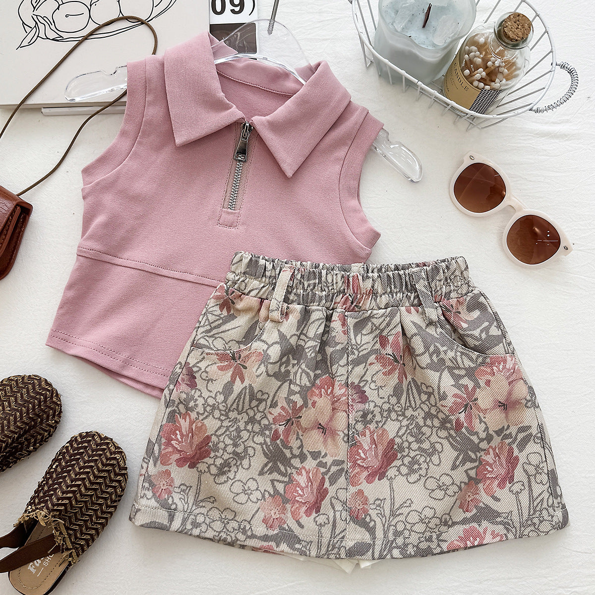 Dusty Pink Half-Zip Collar Sleeveless Top – TYM-YWL-025