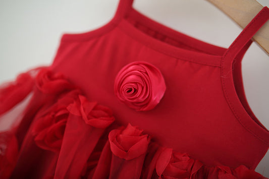 Red Rosette Bubble Slip Frock – TYM-TZO-003