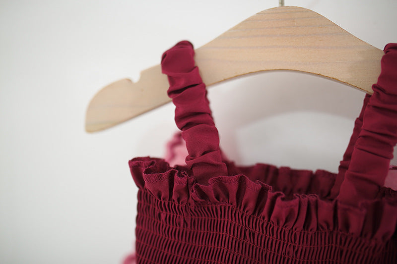Wine Red Butterfly Wing Tulle Frock – TYM-TZO-036