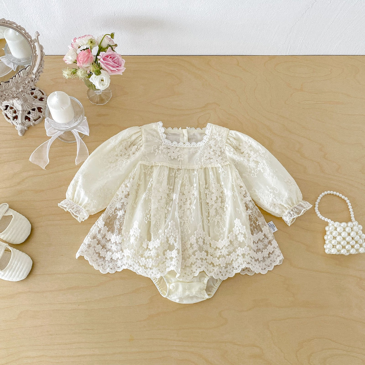 Cream Floral Lace Square Neck Romper – TYM-FCN-021