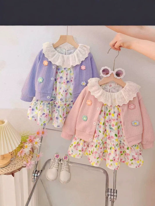 Lilac Flower Cardigan & Floral Frock – TYM-CXM-044