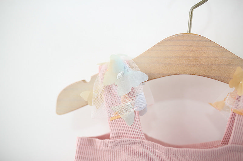Pink 3D Butterfly Strap Frock – TYM-TZO-025