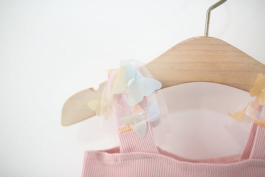 Pink 3D Butterfly Strap Frock – TYM-TZO-025