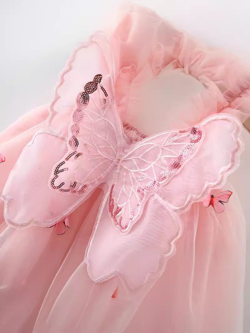 Pink Butterfly Strap Tulle Frock – TYM-WZX-043