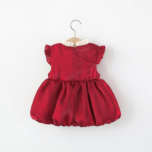Wine Red Satin Bubble Frock – TYM-TZO-019