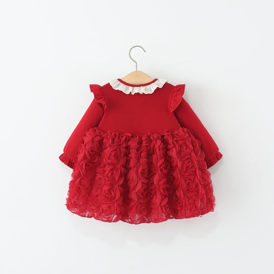 Red Lace Collar Rosette Bow Frock – TYM-WZX-068