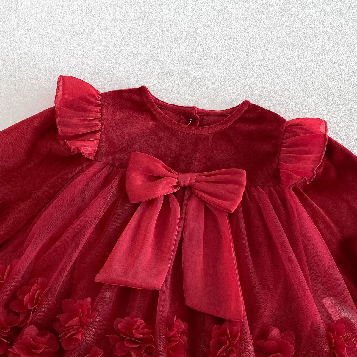 Red Rosette Bow Long Sleeve Romper – TYM-FCN-002