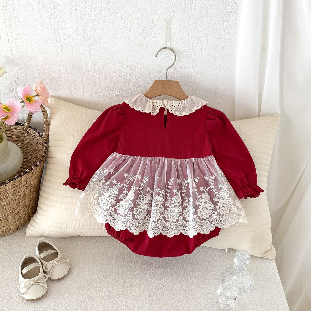 Red Lace Collar Skirted Romper – TYM-FCN-007