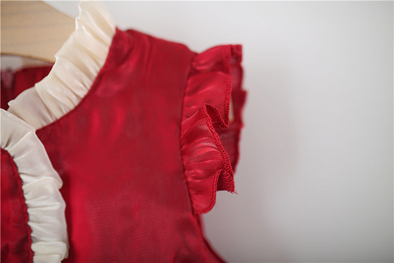 Wine Red Satin Bubble Frock – TYM-TZO-019