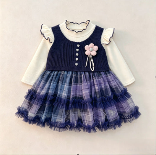 Navy Plaid Vest Tulle Frock – TYM-CXM-041
