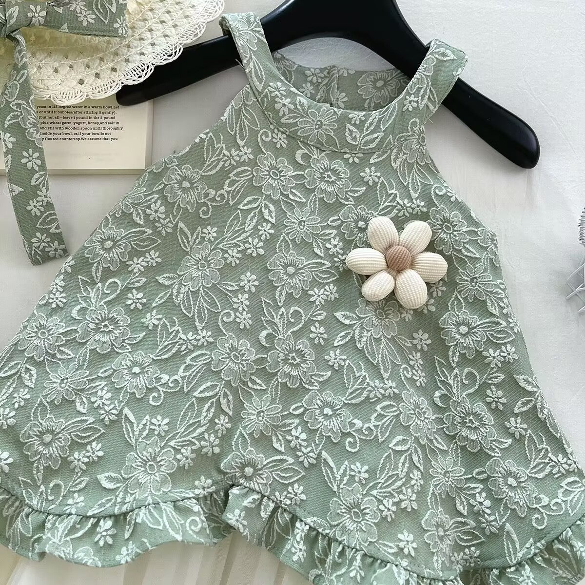 Sage Green Embroidered Halter Top and Tulle Skirt – TYM-YWL-053